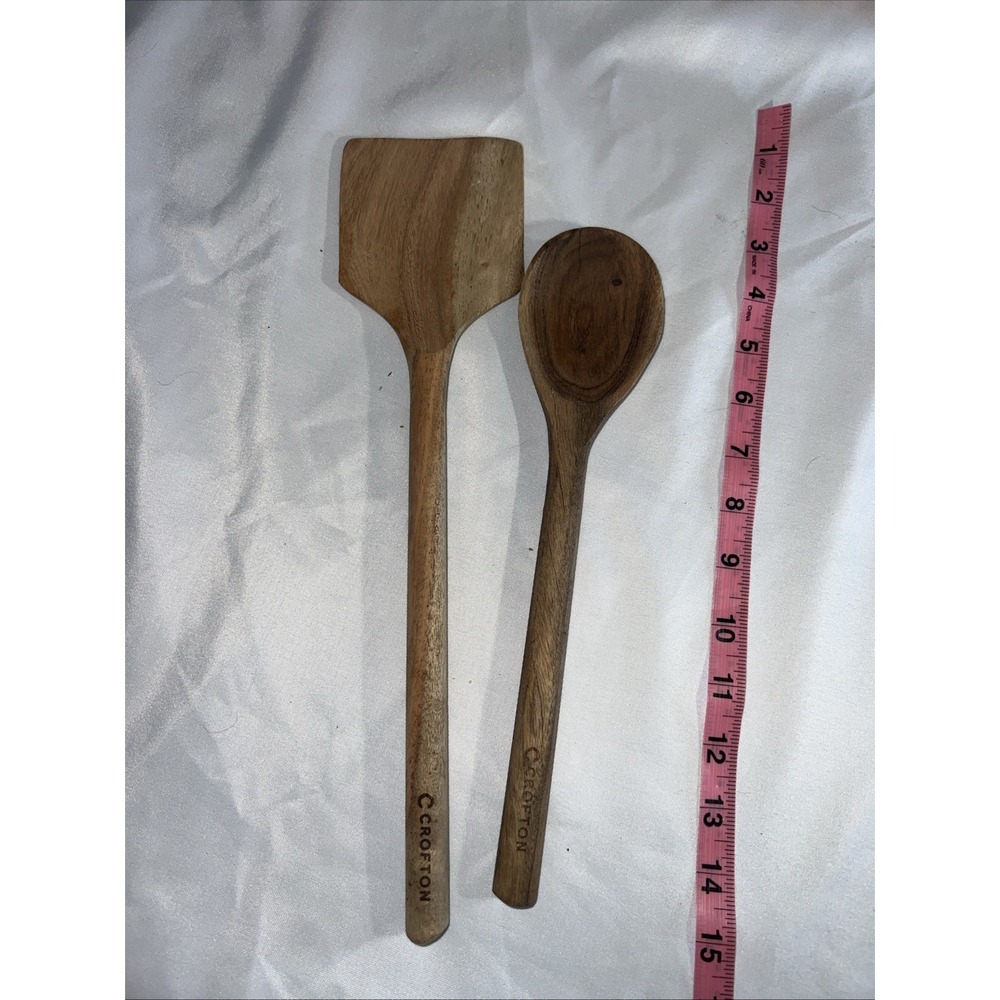 Lot of 2 Vtg Wood Kitchen Utensils Spoons Spatula Farmhouse Rustic Decor